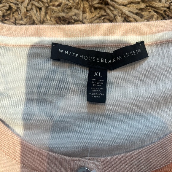 NWT WHITE HOUSE BLACK MARKET CARDIGAN SWEATER Floral Magnolias Blush Pink Sz. XL - Picture 2 of 6